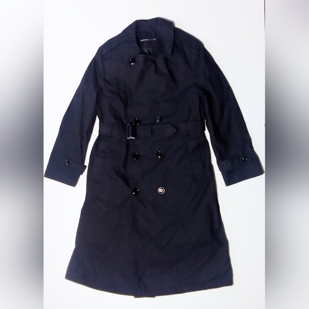 MEN'S SMALL DEFENSE LOGISTICS LINED BLACK TRENCH COAT